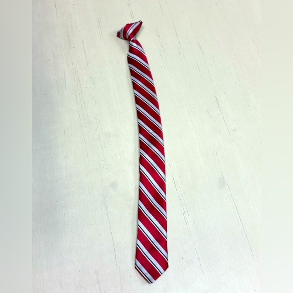 Youth Boys Red Striped Snap On Tie